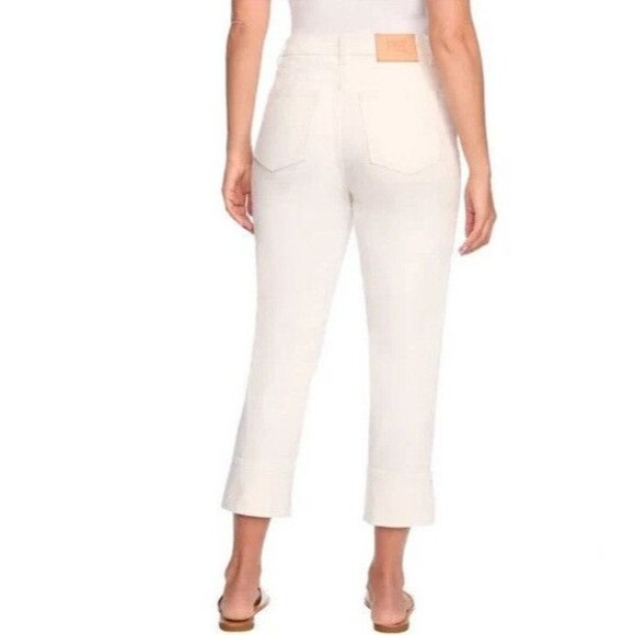 NWT Frye High-Rise Crop Jeans Cuffed Hem Ivory Denim - Picture 2 of 3